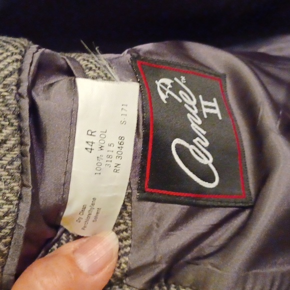 Men's Retro Wool Houndstooth Sports Jacket 44R Dark Gray - Picture 5 of 8